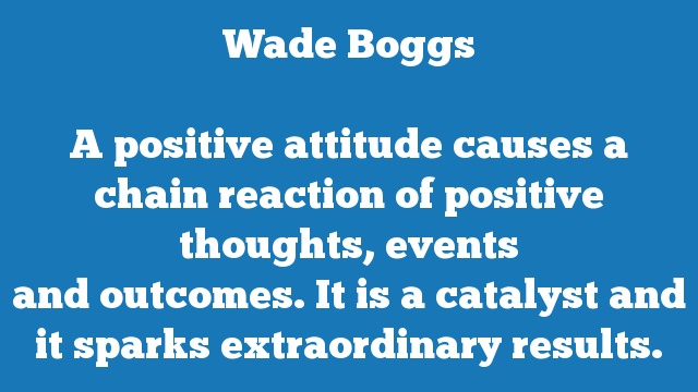 A positive attitude causes a chain reaction of positive thoughts, events 
and outcomes. It is a catalyst and it sparks extraordinary results.